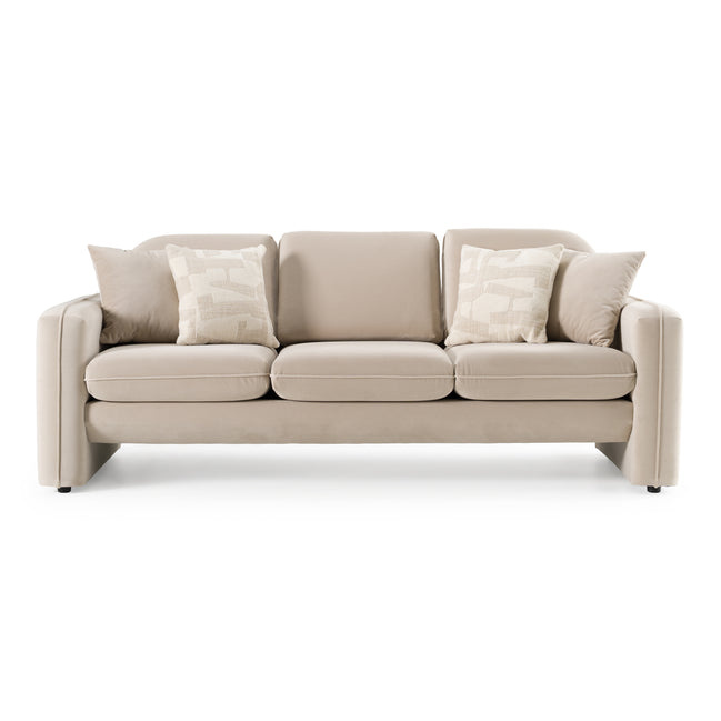 Gaston - Modern Beige Velvet Sofa