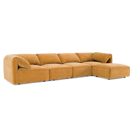 Gene - Modern Ochre Fabric 5-Piece Modular Sectional Sofa - image 2