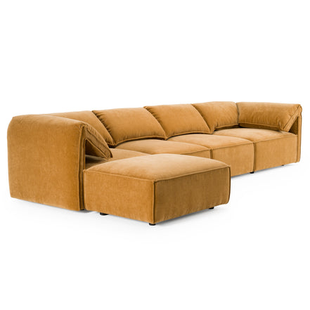 Gene - Modern Ochre Fabric 5-Piece Modular Sectional Sofa - image 4