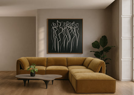 Gene - Modern Ochre Fabric Modular Ottoman - image 4