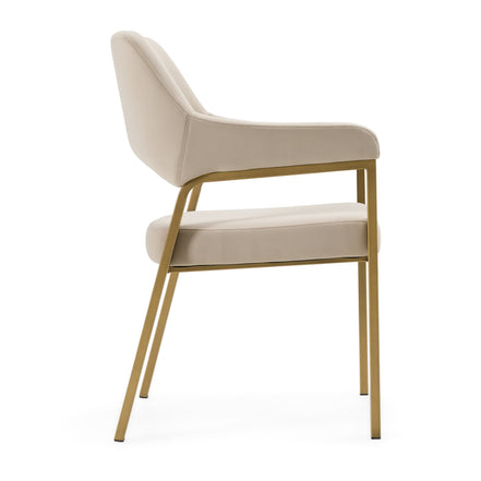 George - Modern Beige Fabric + Antique Brass Dining Chair - image 2