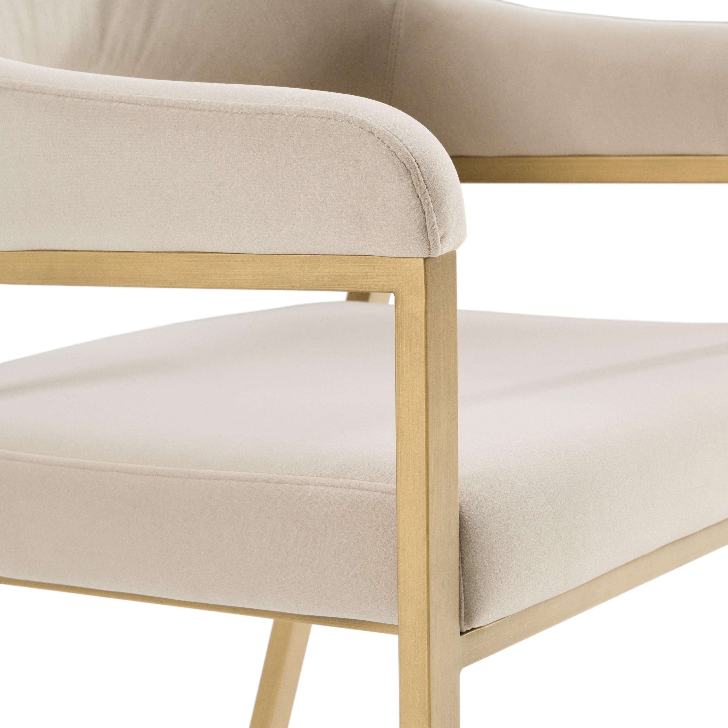 George - Modern Beige Fabric + Antique Brass Dining Chair - image 4