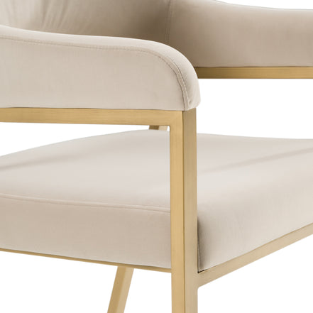 George - Modern Beige Fabric + Antique Brass Dining Chair - image 4
