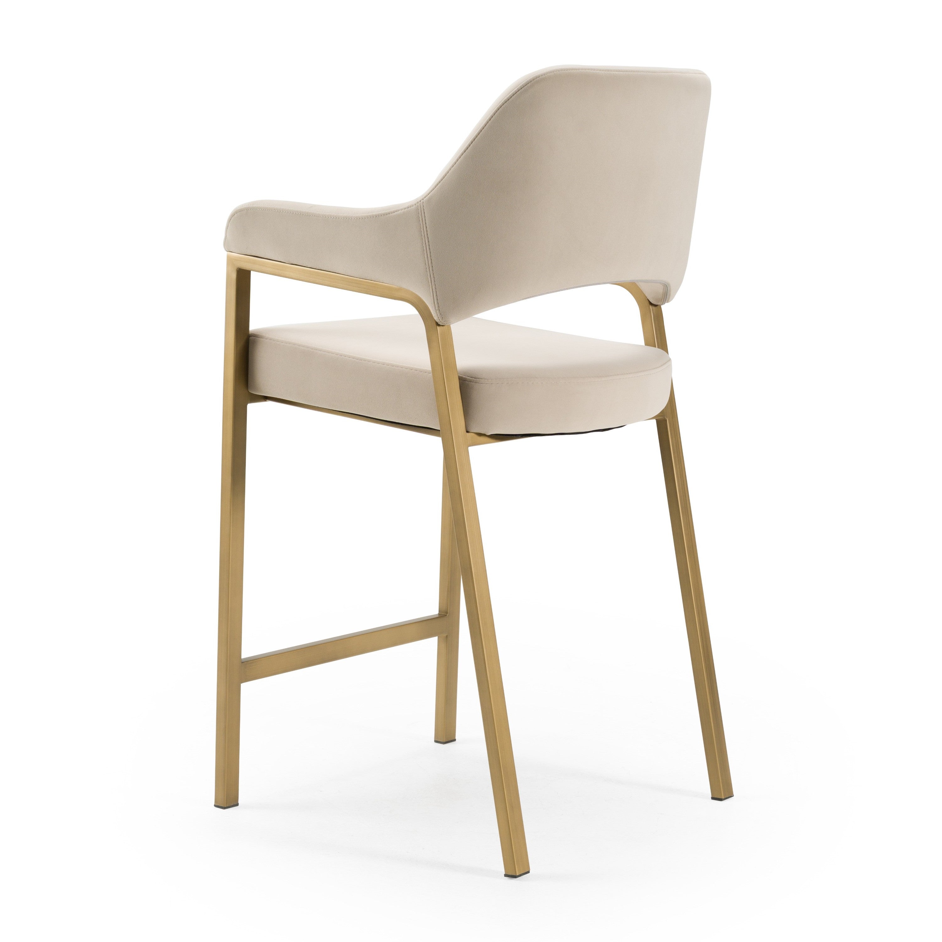 George - Modern Beige Fabric + Antique Brass Counter Chair - image 5