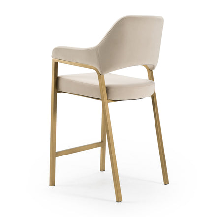George - Modern Beige Fabric + Antique Brass Counter Chair - image 5