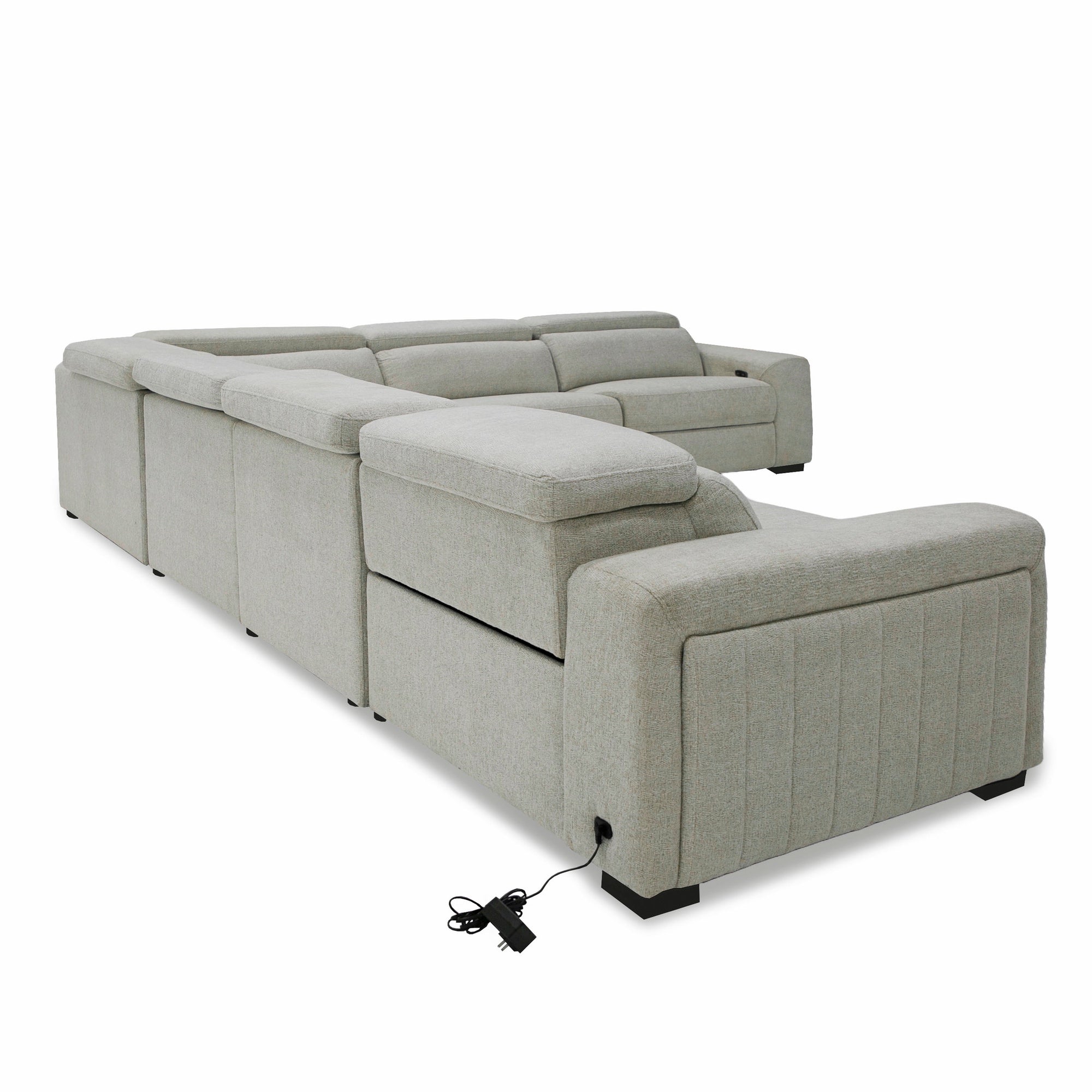 Gering - Modern Beige Fabric Sectional Sofa With 2 Power Recliners - image 4