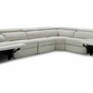 Gering - Modern Beige Fabric Sectional Sofa With 2 Power Recliners