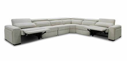 Gering - Modern Beige Fabric Sectional Sofa With 2 Power Recliners