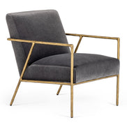 Gibbons - Modern Grey Velvet + Forged Gold Accent Chair