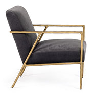 Gibbons - Modern Grey Velvet + Forged Gold Accent Chair - image 2