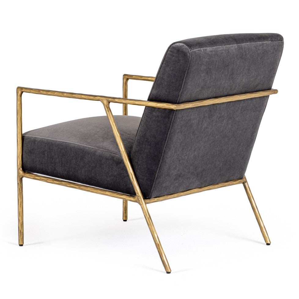 Gibbons - Modern Grey Velvet + Forged Gold Accent Chair - image 3