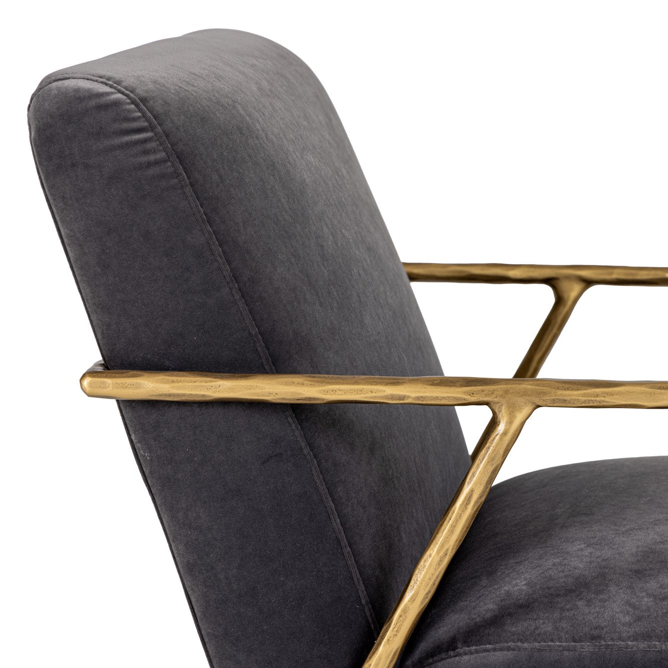 Gibbons - Modern Grey Velvet + Forged Gold Accent Chair - image 4