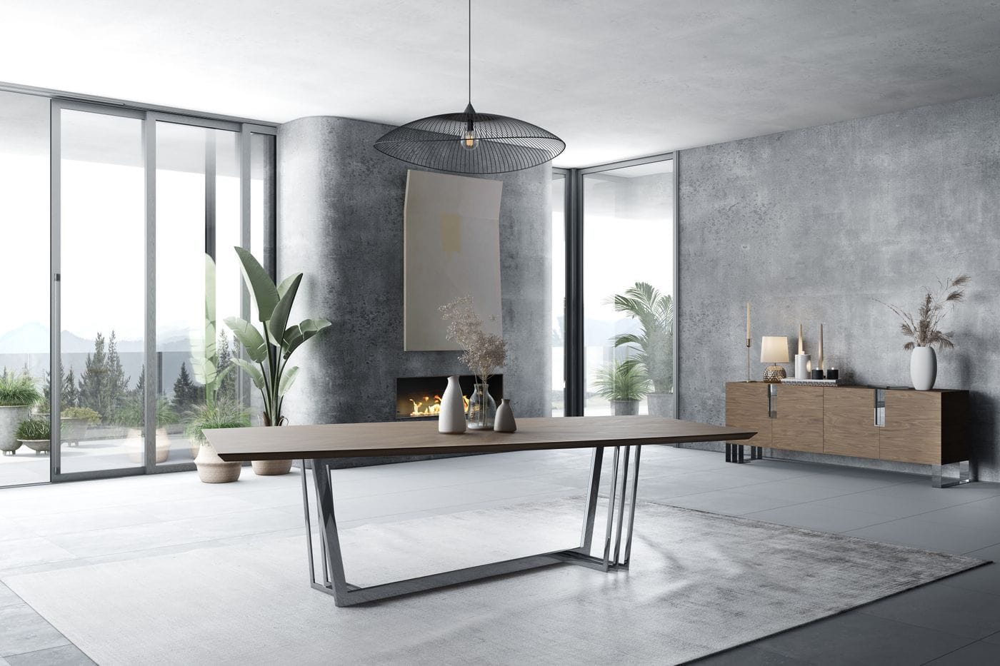 Gilroy - Modern Walnut & Stainless Steel Dining Table - image 3