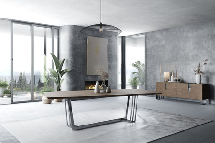 Gilroy - Modern Walnut & Stainless Steel Dining Table - image 3