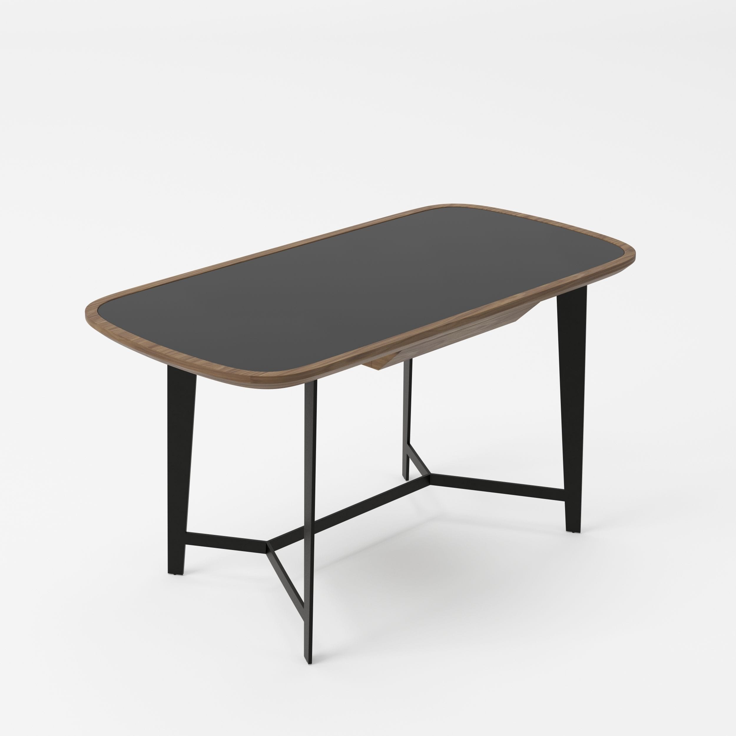 Girard - Modern Walnut & Black Glass Desk - image 2