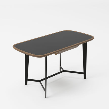 Girard - Modern Walnut & Black Glass Desk - image 2