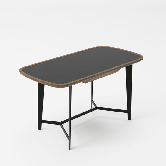Girard - Modern Walnut & Black Glass Desk - image 2