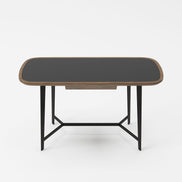 Girard - Modern Walnut & Black Glass Desk - image 4
