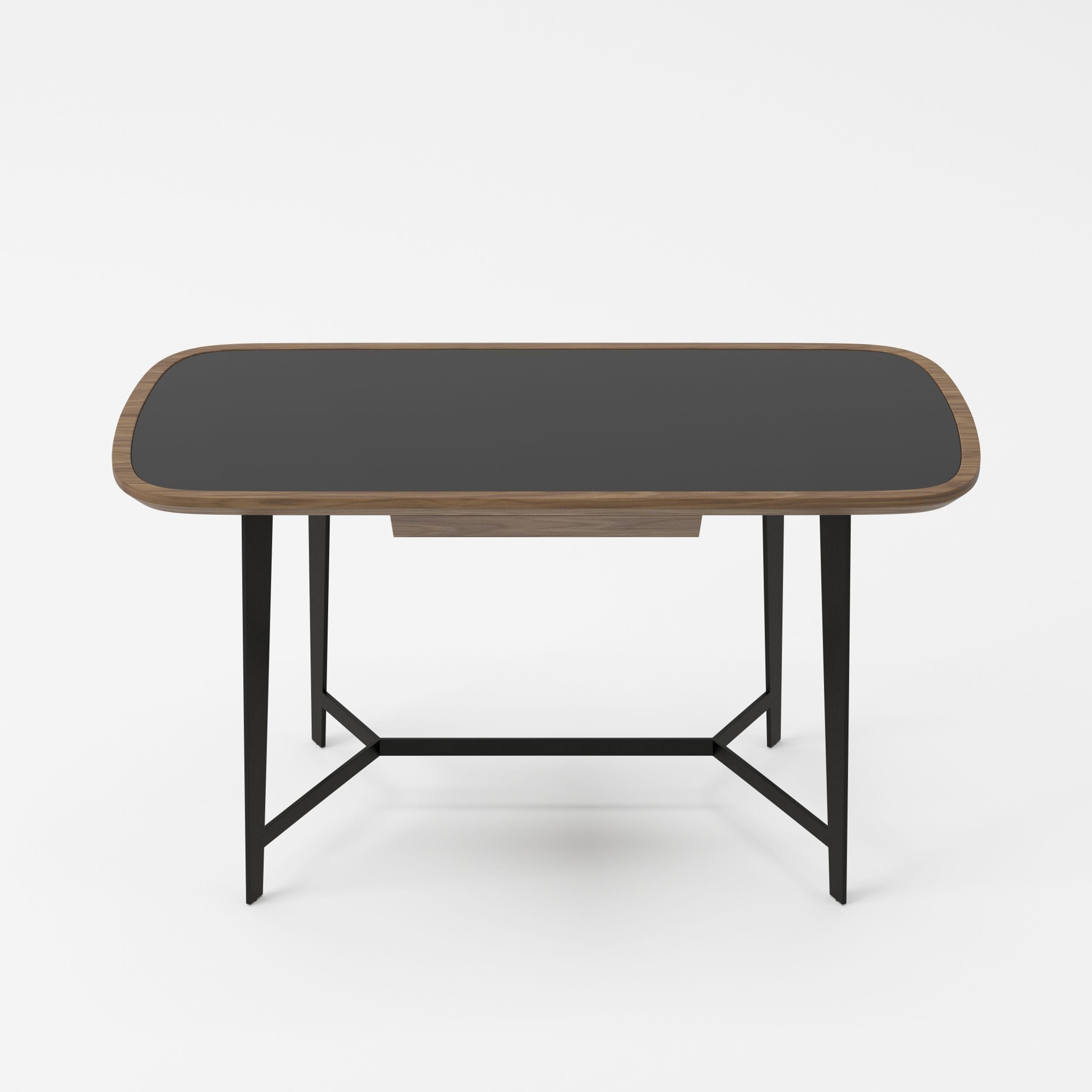 Girard - Modern Walnut & Black Glass Desk - image 4