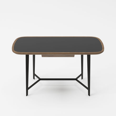 Girard - Modern Walnut & Black Glass Desk - image 4