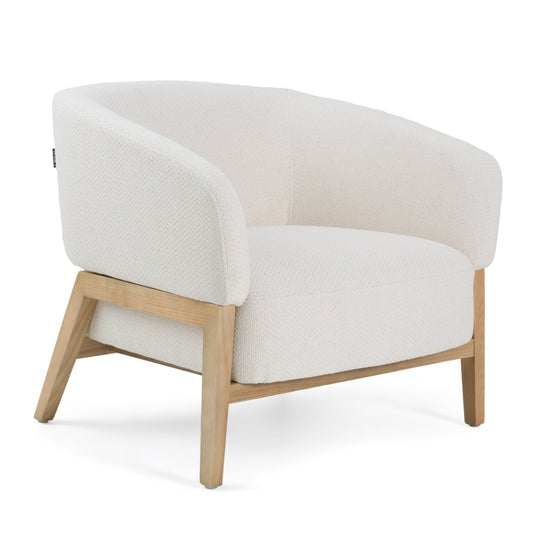 Giselle - Mid-Century Modern Off-White Fabric Accent Chair