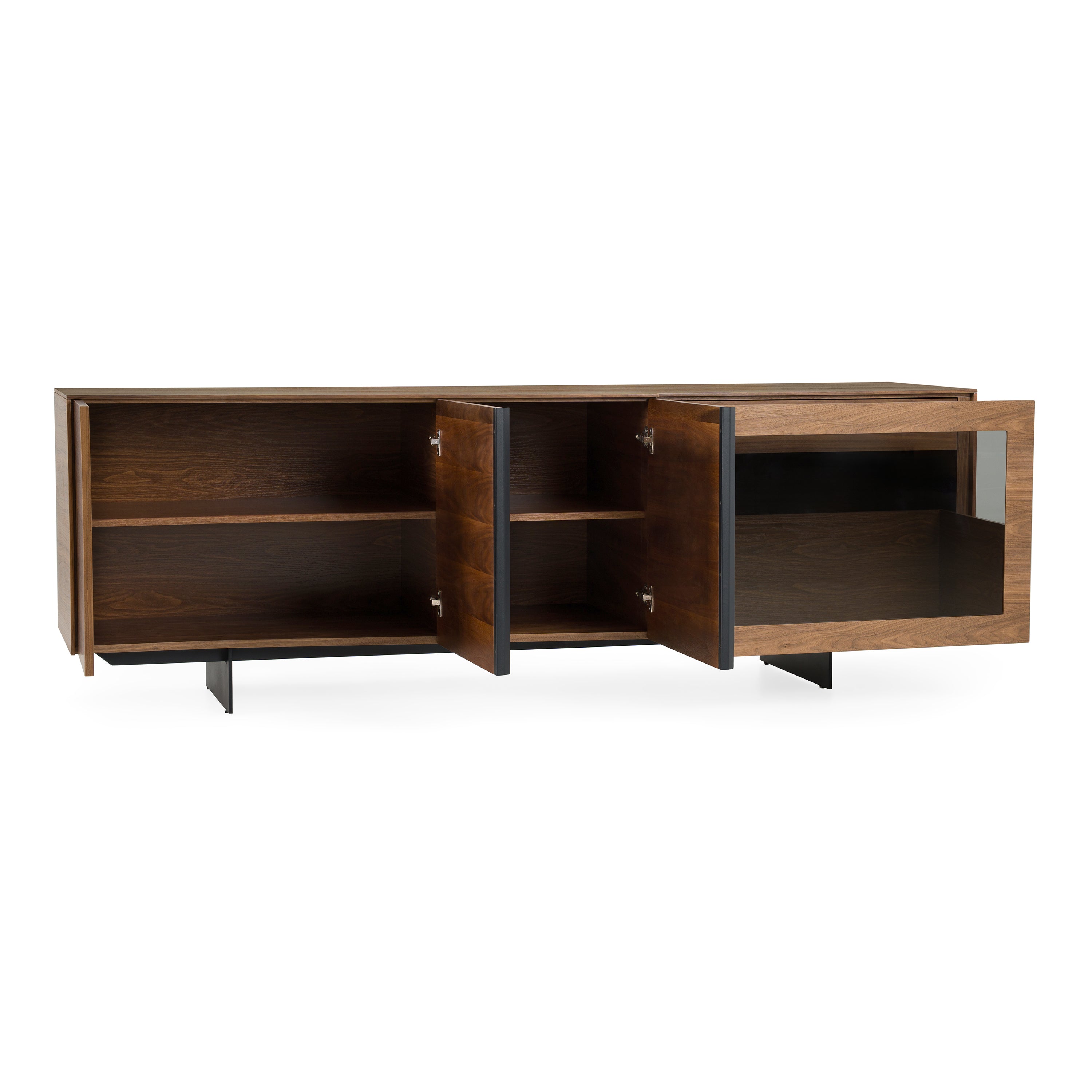 Glencoe - Modern Walnut & Grey Glass Buffet - image 5