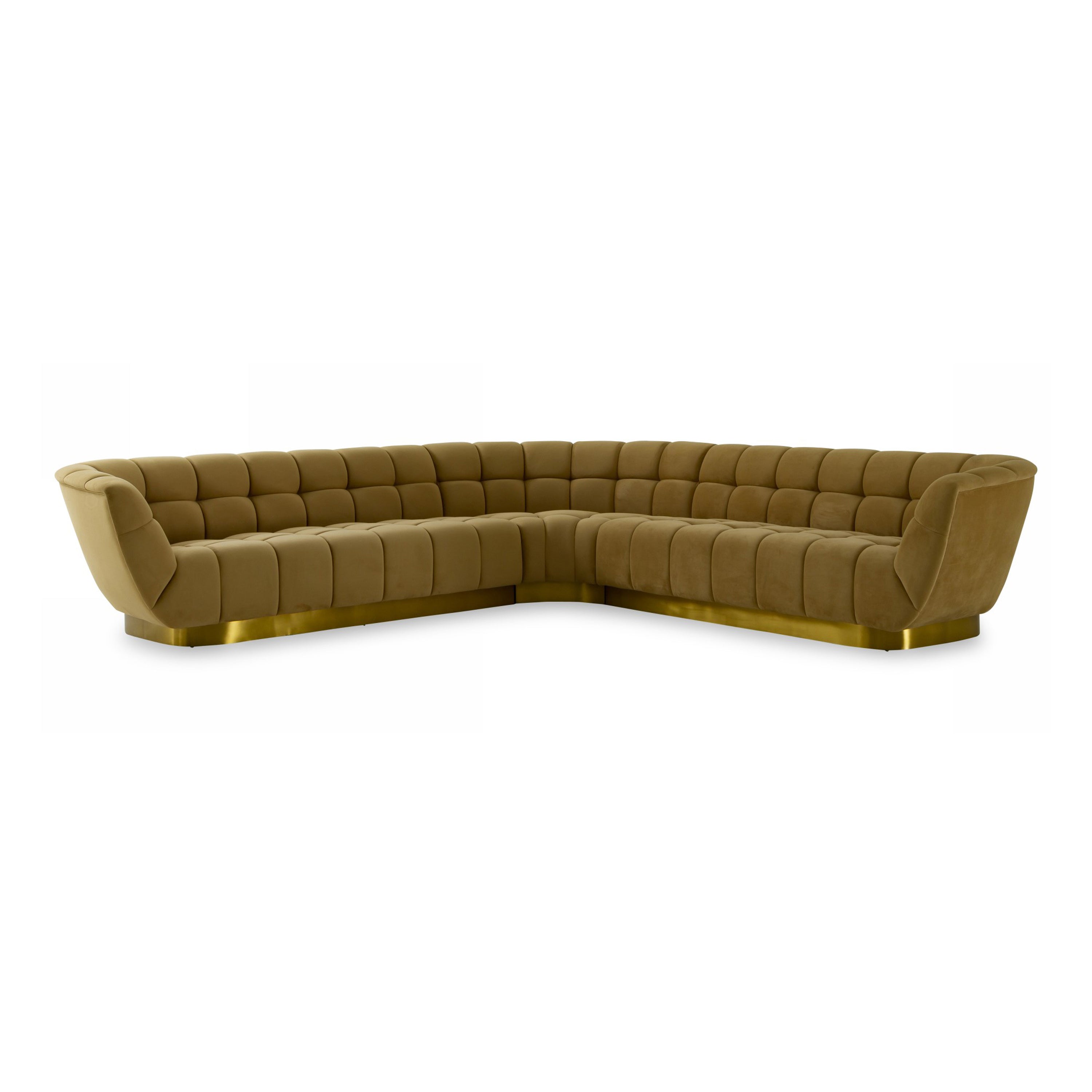 Granby - Glam Mustard + Gold Fabric Sectional Sofa - image 3