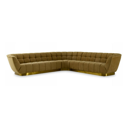 Granby - Glam Mustard + Gold Fabric Sectional Sofa - image 3