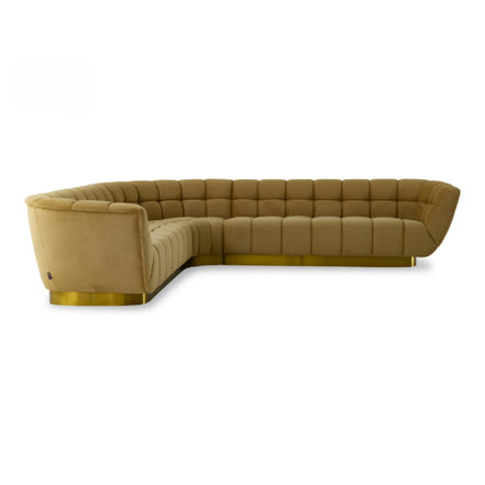 Granby - Glam Mustard + Gold Fabric Sectional Sofa - image 4