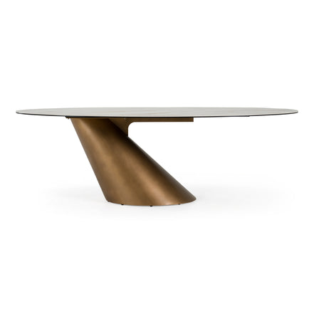 Gresham - Contemporary White Ceramic + Brushed Brass Dining Table - image 3