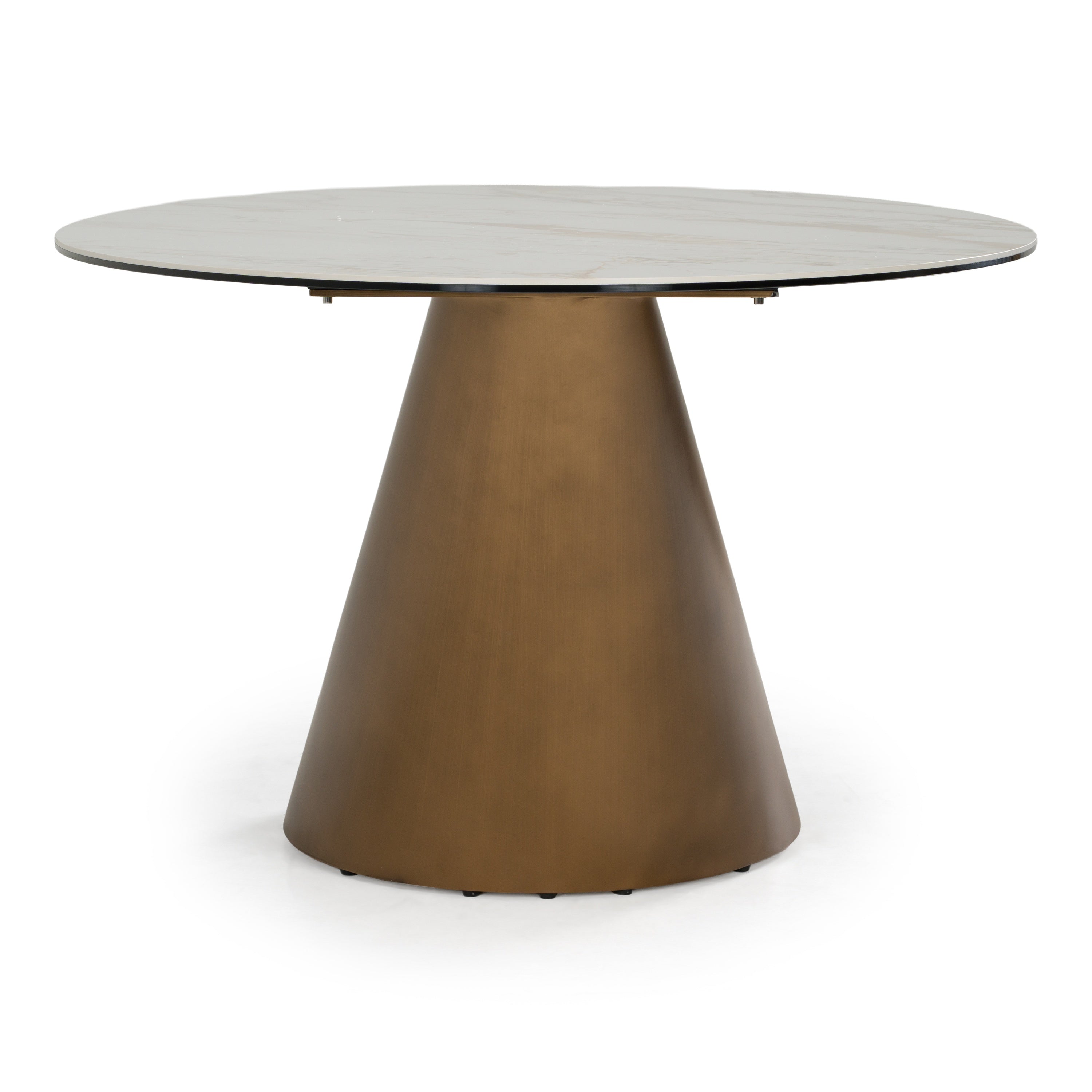 Gresham - Contemporary White Ceramic + Brushed Brass Dining Table - image 5