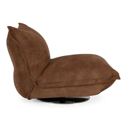 Hagen - Modern Camel Velvet + Chrome Swivel Accent Chair - image 2