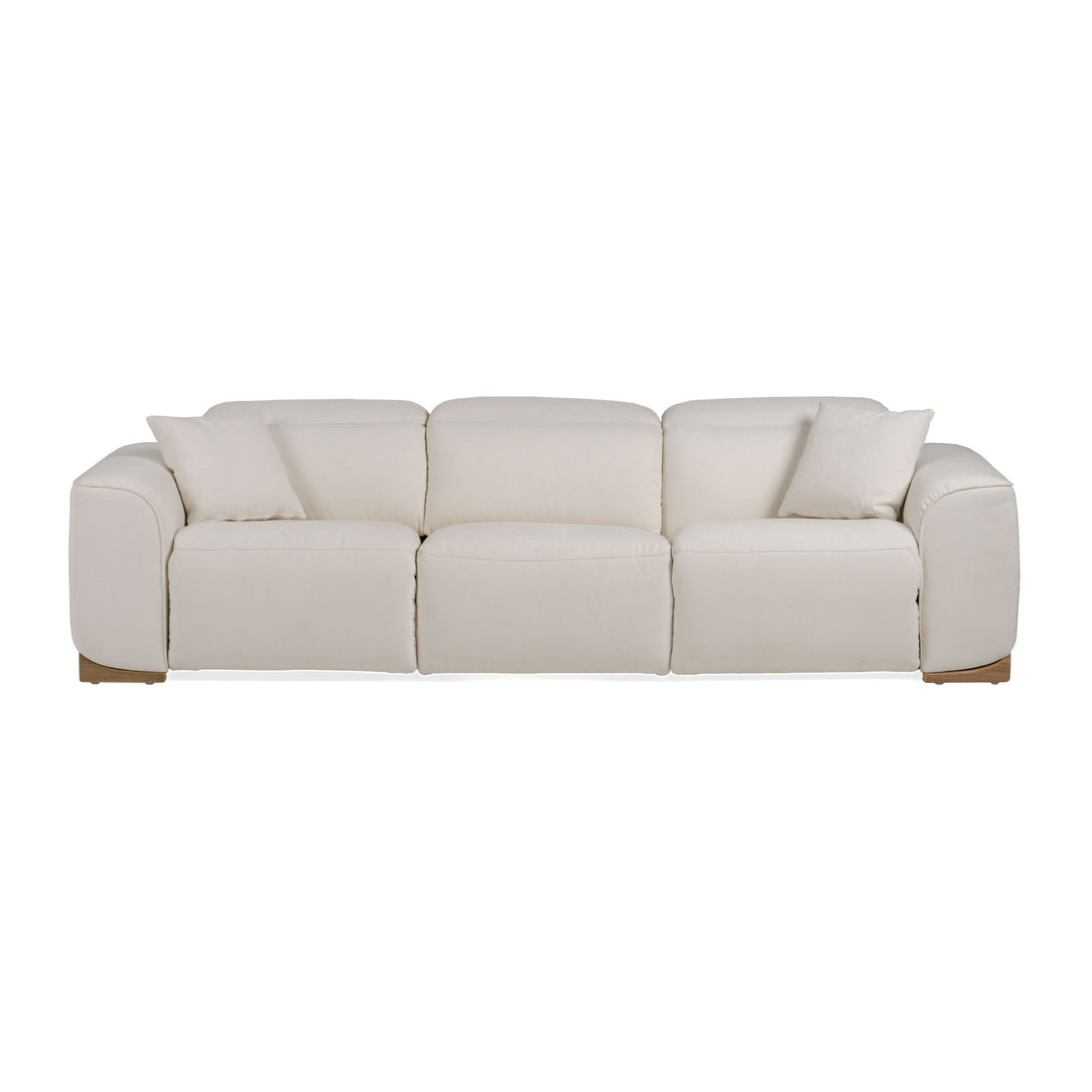 Hagerty - Modern Off-White Fabric Sofa With 2 Power Recliners
