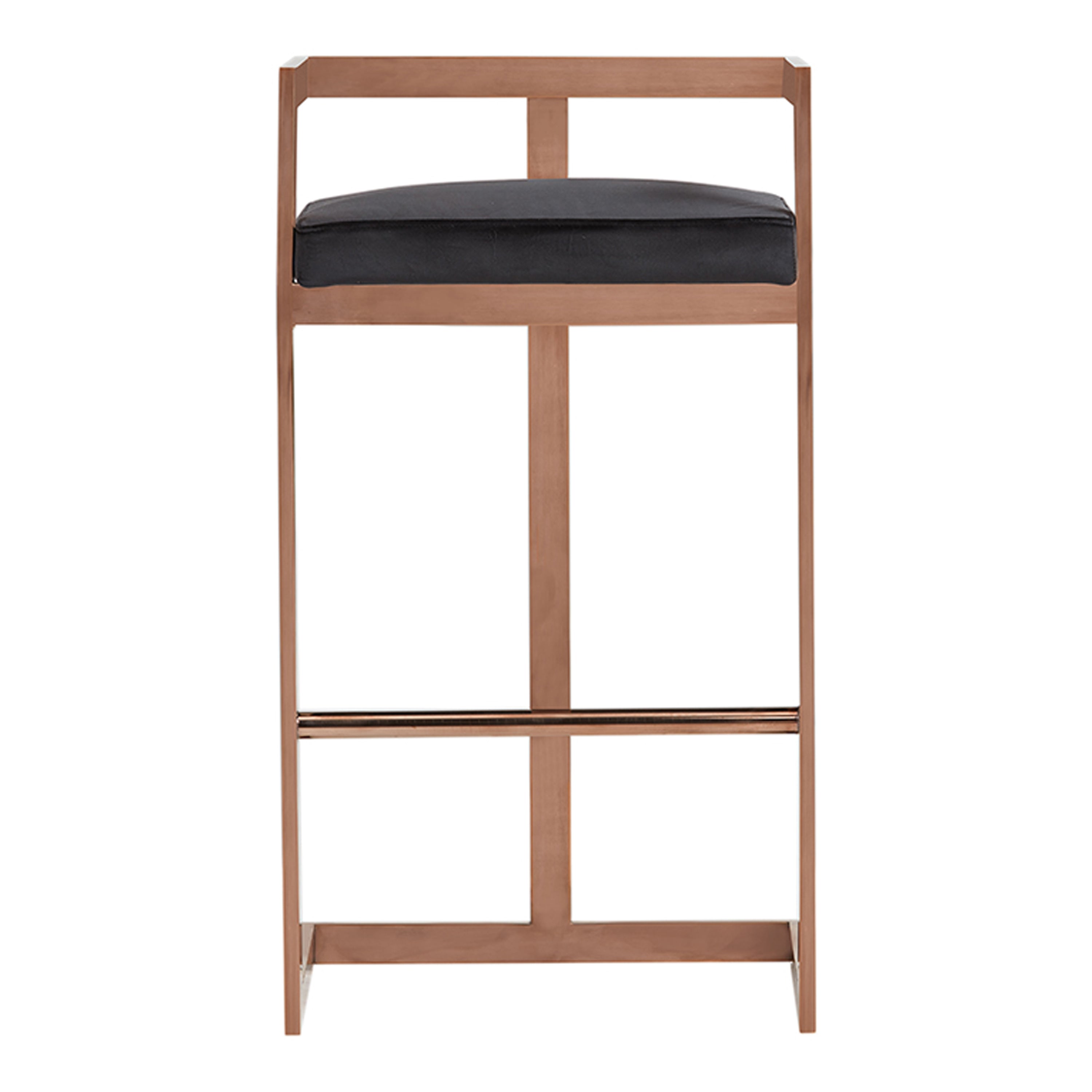 Halifax Modern Black Velvet & Rosegold Bar Stool - image 5
