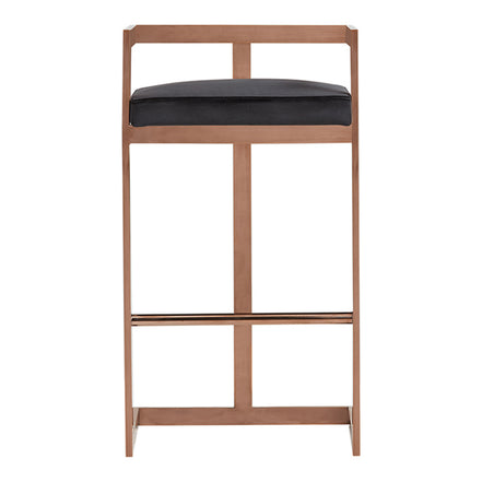 Halifax Modern Black Velvet & Rosegold Bar Stool - image 5