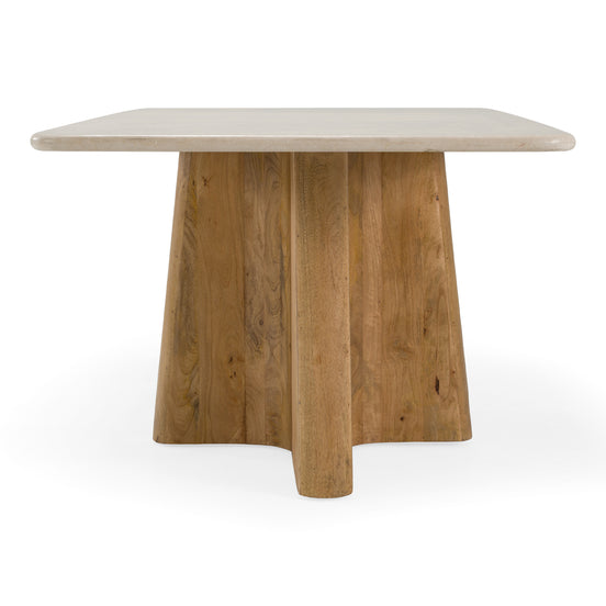 Harley - Modern Cream Marble + Mango Wood Rectangular Dining Table - image 2