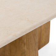 Harley - Modern Cream Marble + Mango Wood Rectangular Dining Table - image 3