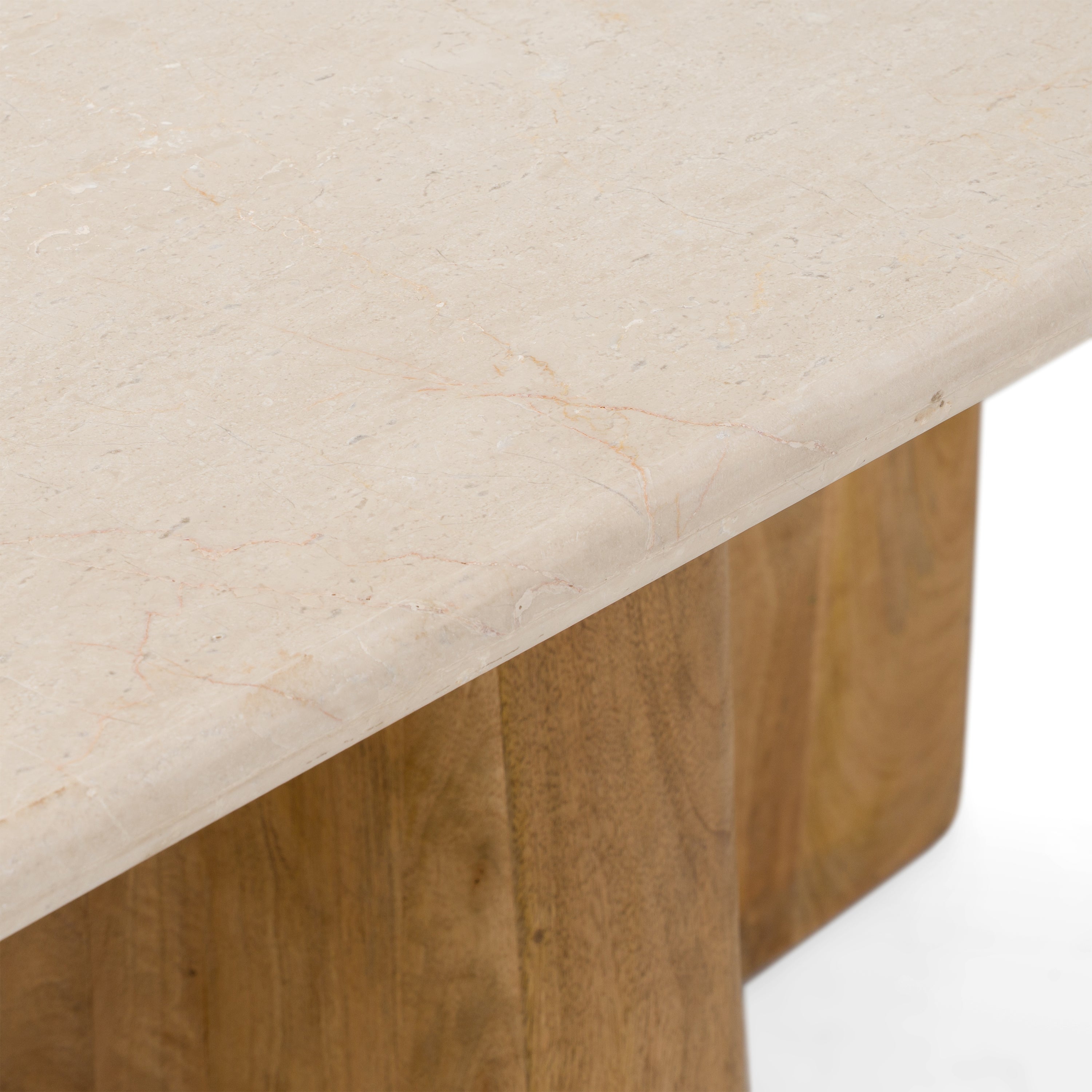 Harley - Modern Cream Marble + Mango Wood Rectangular Dining Table - image 3