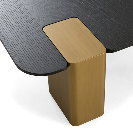 Harold - Modern Black + Brushed Gold Oak Square Nesting Coffee Table Set - image 3