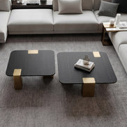 Harold - Modern Black + Brushed Gold Oak Square Nesting Coffee Table Set - image 4