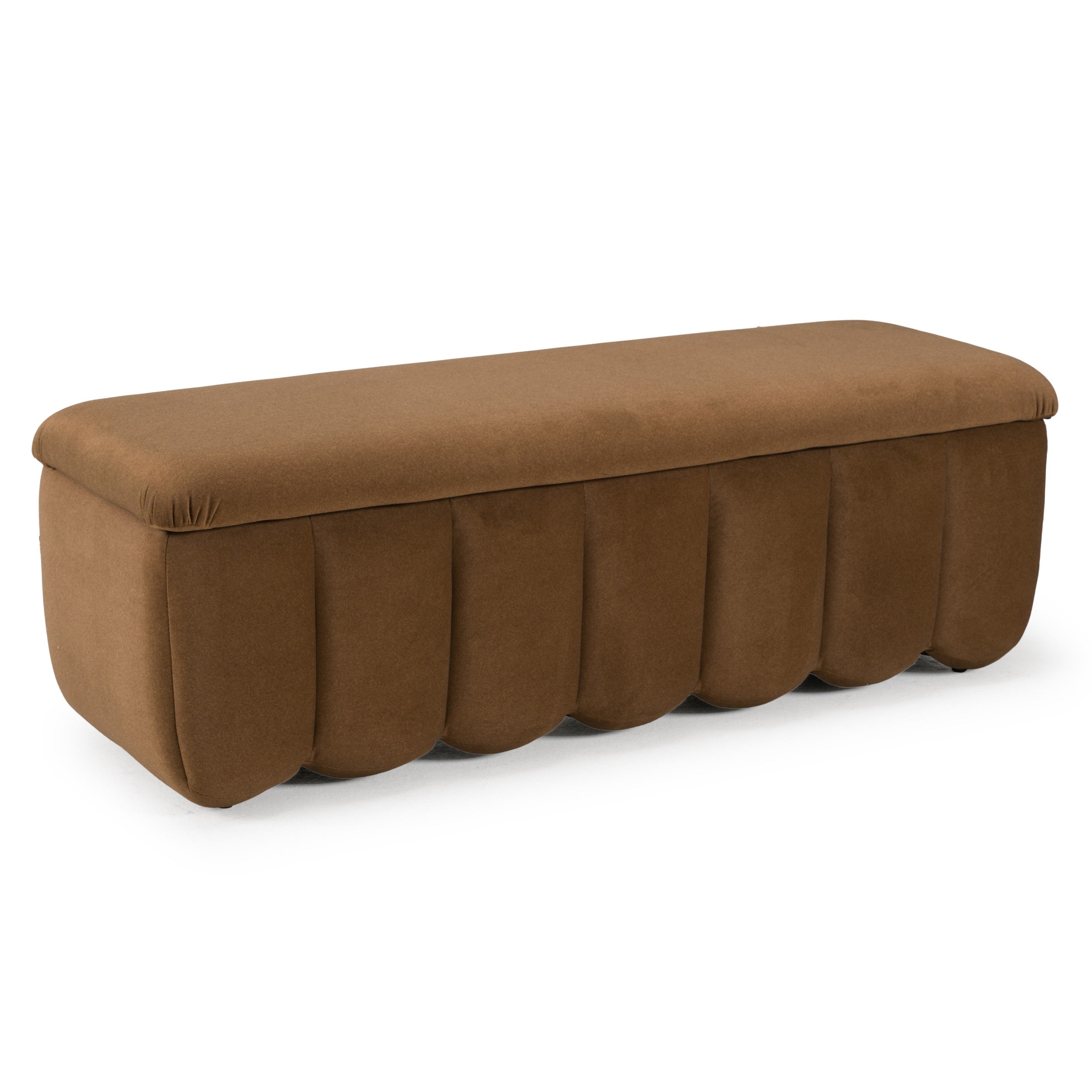 Harris - Modern Brown Fabric Bench w/ Storage - image 4