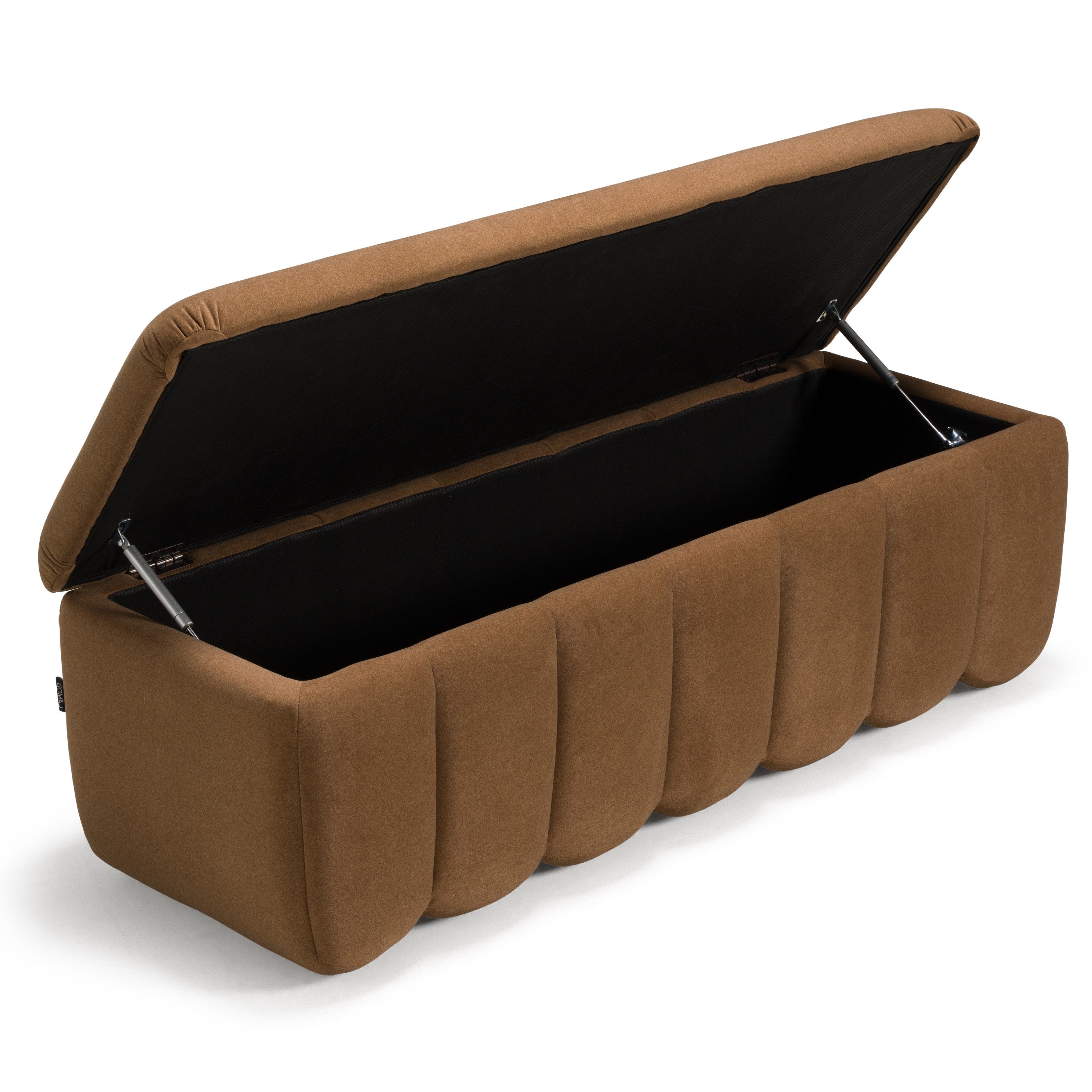 Harris - Modern Brown Fabric Bench w/ Storage - image 5