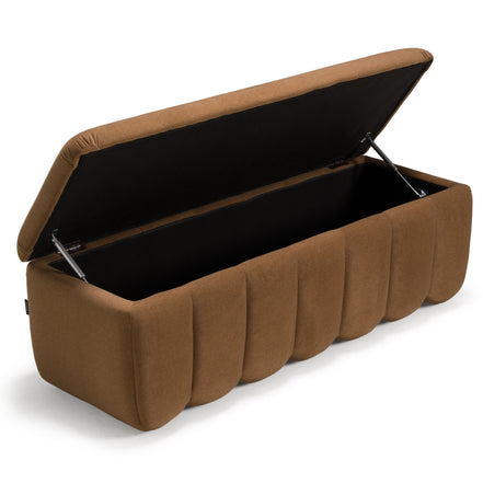 Harris - Modern Brown Fabric Bench w/ Storage - image 5