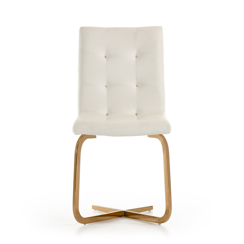 Haslet - Modern White & Rosegold Dining Chair (Set of 2) - image 2