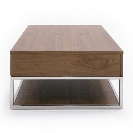 Heloise - Modern Walnut and Stainless Steel Coffee Table
