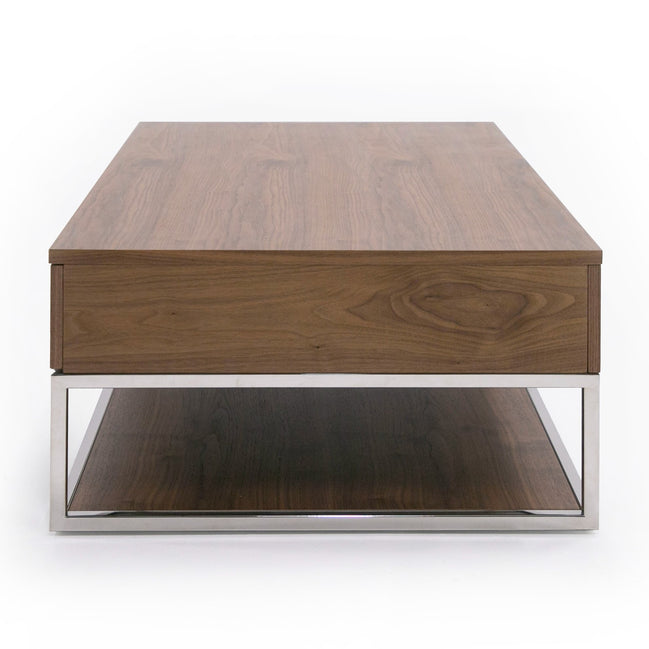 Heloise - Modern Walnut and Stainless Steel Coffee Table