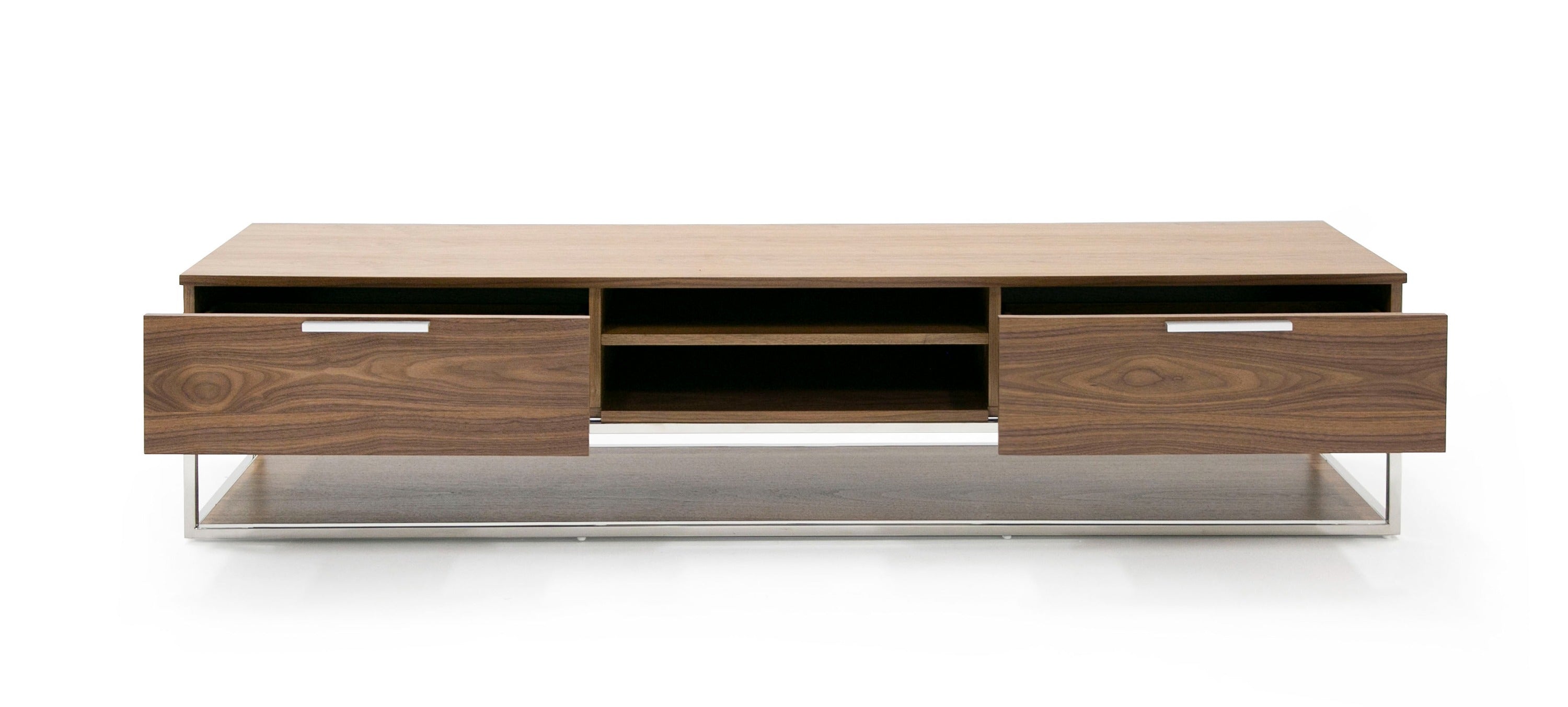 Heloise - Modern Walnut and Stainless Steel TV Stand