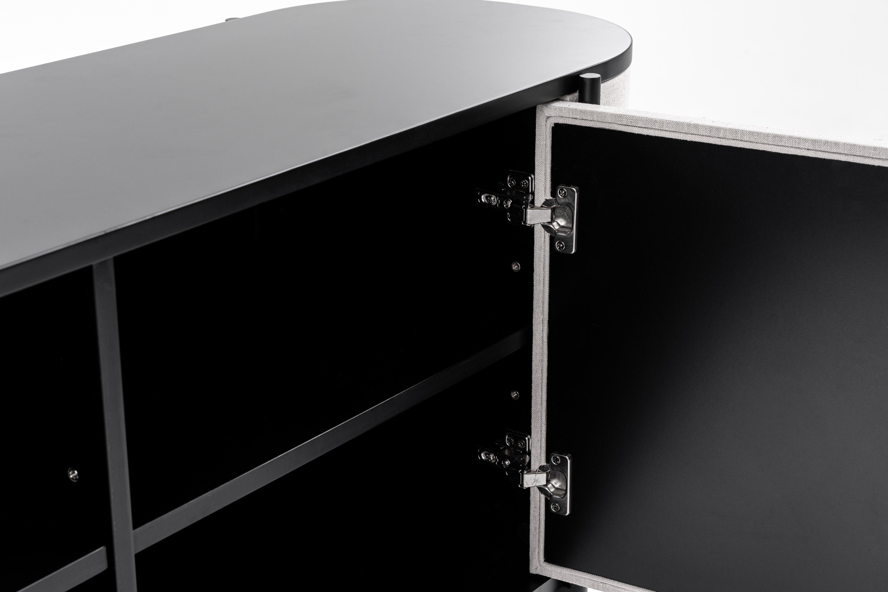 Hobart - Modern Beige Fabric & Black Metal Buffet - image 2