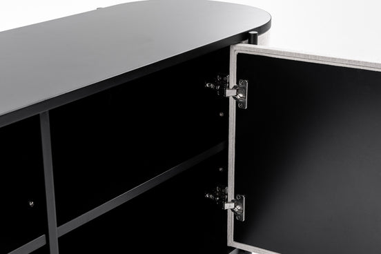 Hobart - Modern Beige Fabric & Black Metal Buffet - image 2