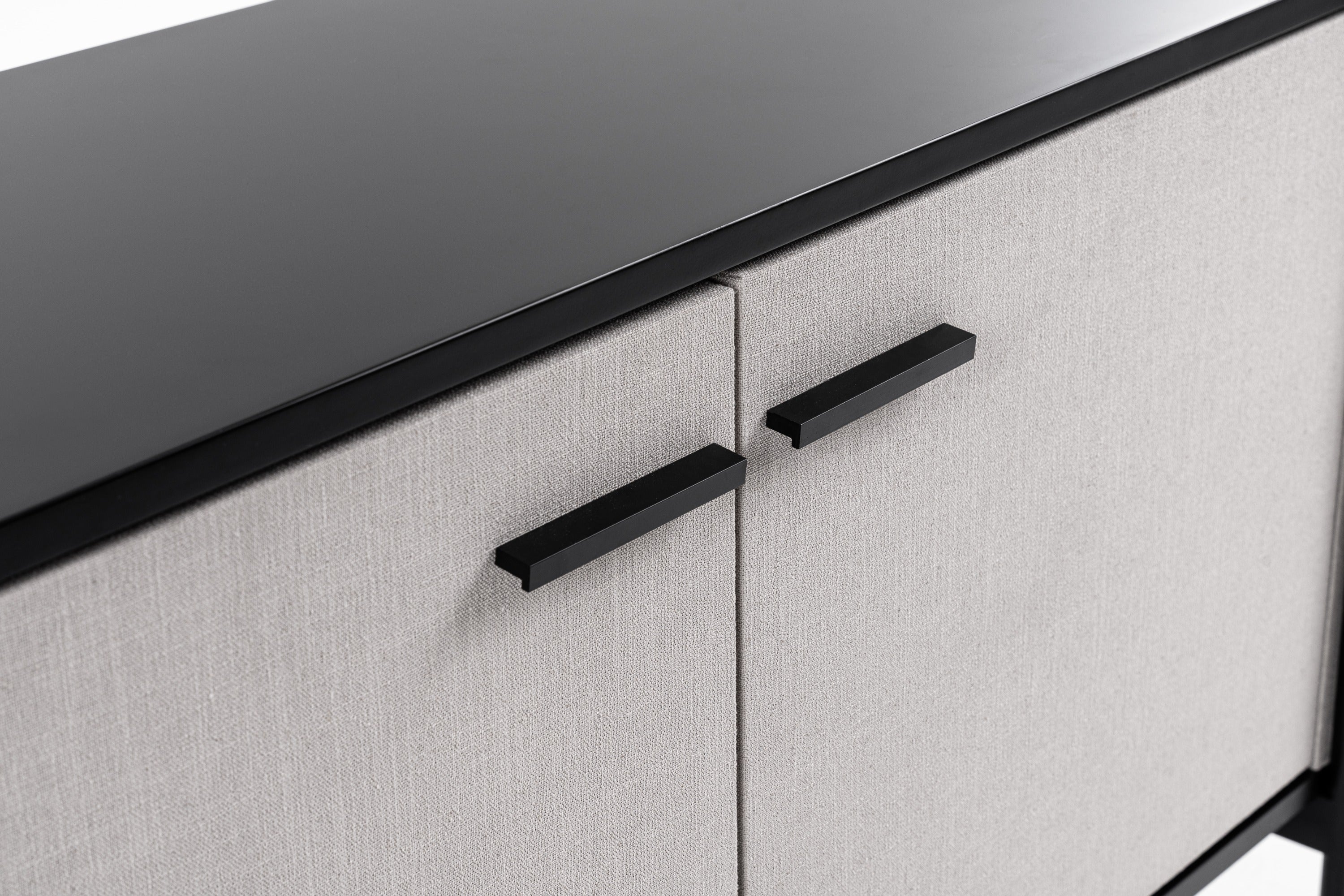 Hobart - Modern Beige Fabric & Black Metal Buffet - image 4
